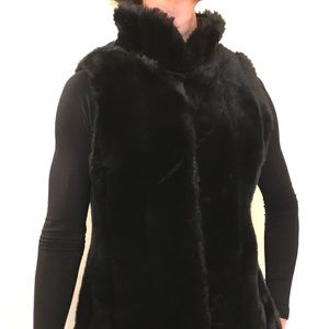 WHBM Faux fur black vest